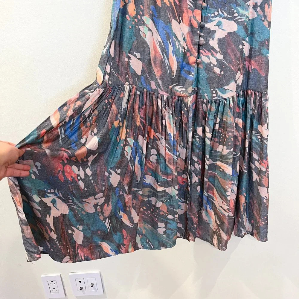 Boamar Reverie Button Down Tie Waist Printed Maxi Dress in Coffee Snake S NWT - Picture 5 of 12